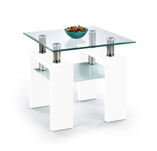 Konferenční stolek DIANA H Kwadrat černá, bílá barva: bílá