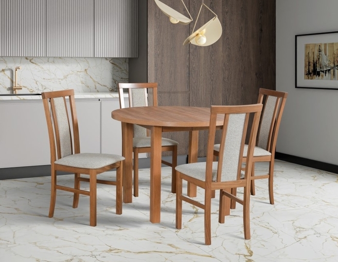 Jídelní sestava DX 24 odstín dřeva (židle + nohy stolu) bílá, od