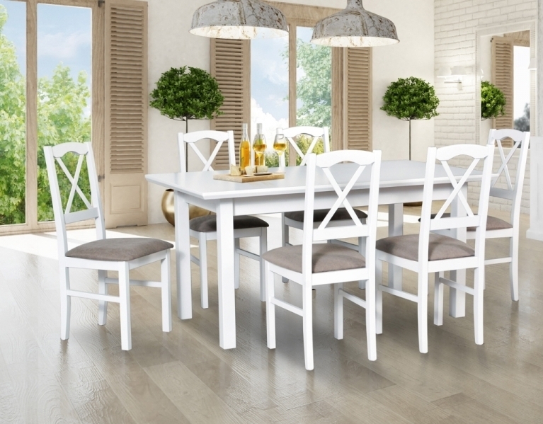 Jídelní sestava DX 37 odstín dřeva (židle + nohy stolu) bílá, od