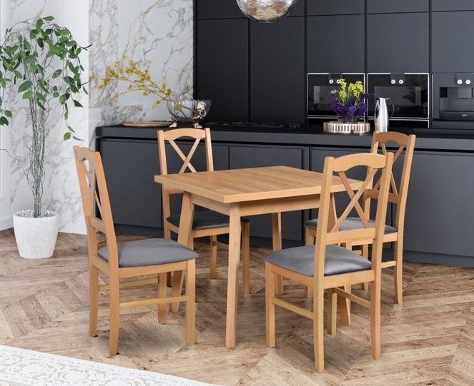 Jídelní sestava DX 23 odstín dřeva (židle + nohy stolu) bílá, od