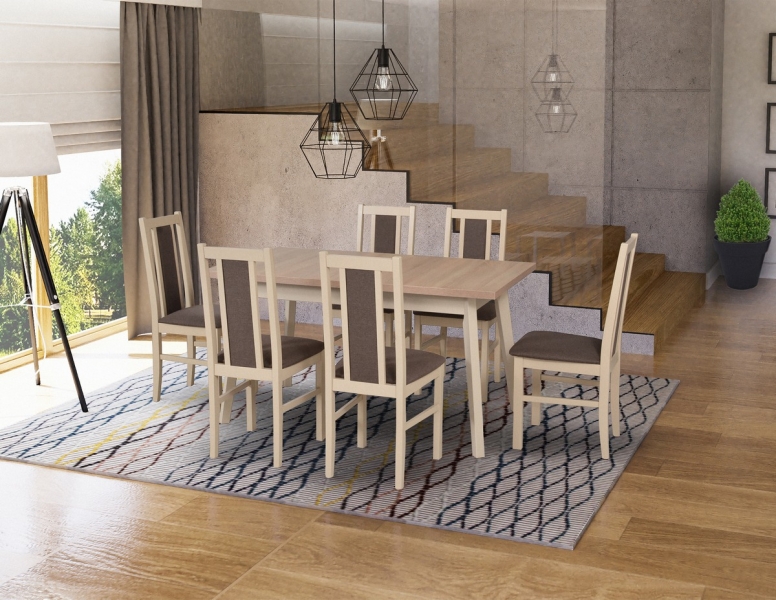 Jídelní sestava DX 3 odstín dřeva (židle + nohy stolu) buk, odst
