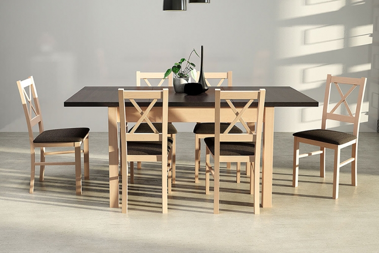 Jídelní sestava DX 46 odstín dřeva (židle + nohy stolu) sonoma,