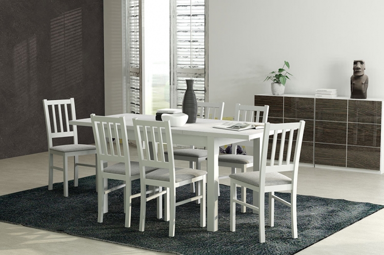 Jídelní sestava DX 42 odstín dřeva (židle + nohy stolu) bílá, od